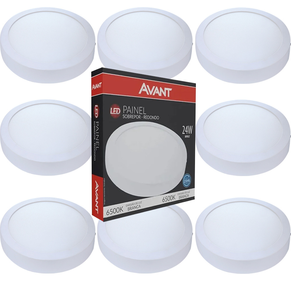 8 Painel Plafon Led Luminária de Gesso Teto Forro Luz Branca 24w Bivolt Avant