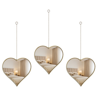 Kit C/3 Espelho De Parede Coração Champanhe Sala Quarto Halls em Oferta na Shopee