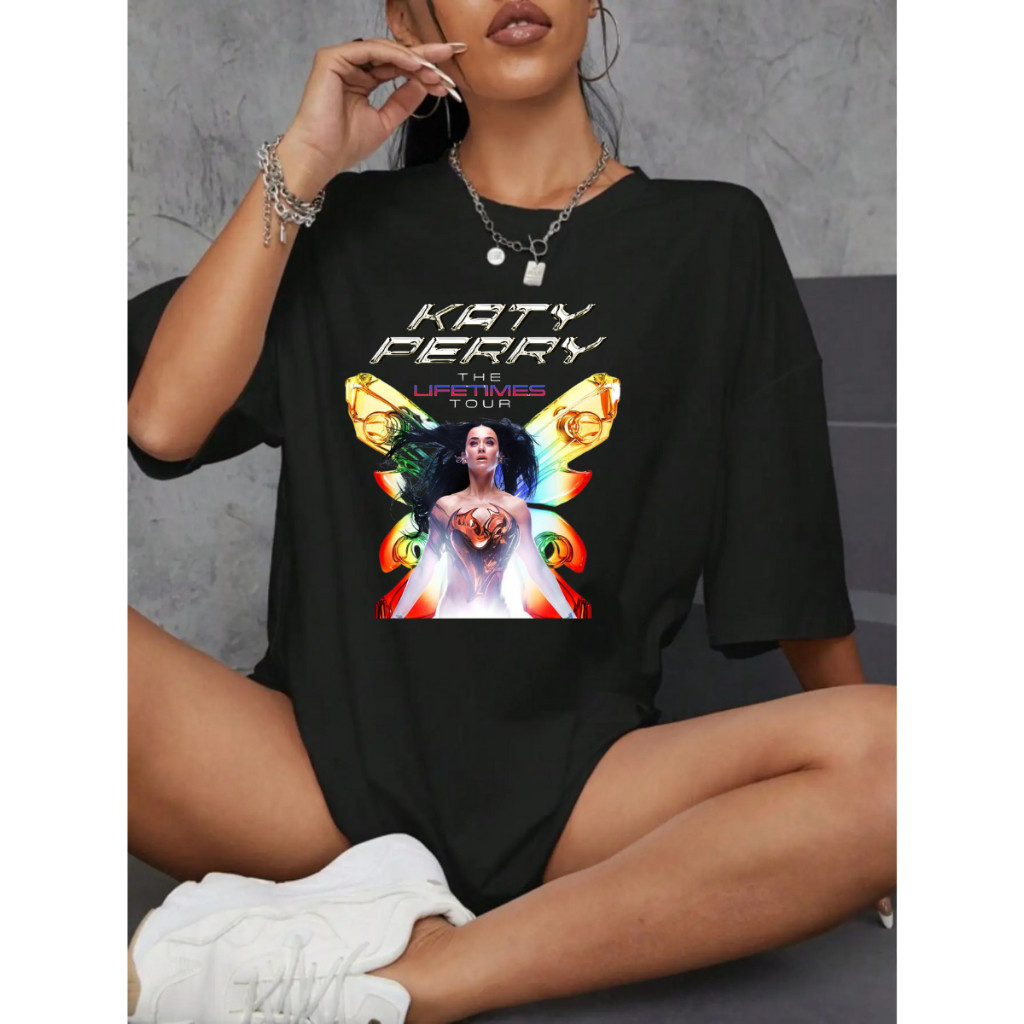 Camiseta Blusa Camisetão Oversized Katy Perry The Lifetimes Tour The Town 2025 Algodão Confortável