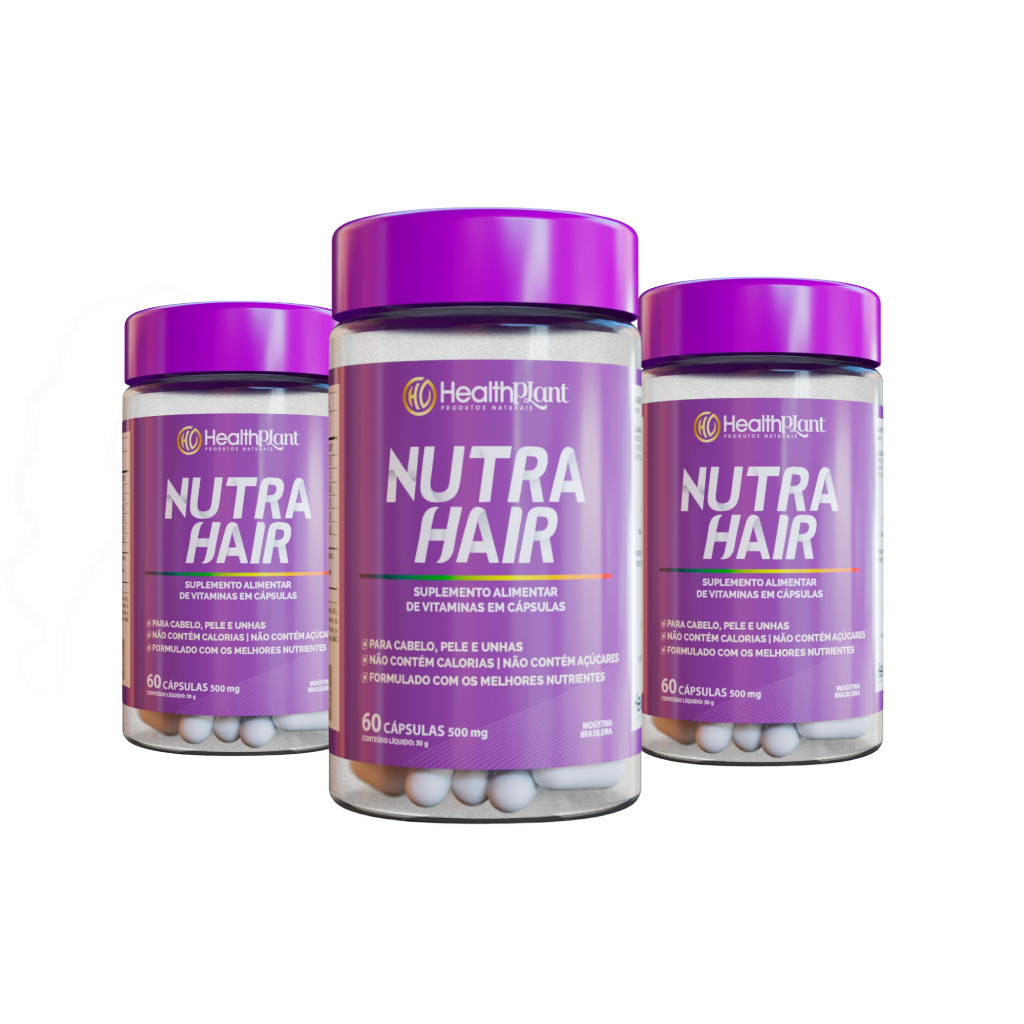 Vitaminas em Cápsulas Cabelo Pele e Unhas Nutra Hair Crescimento Saudável Queratina Biotina
