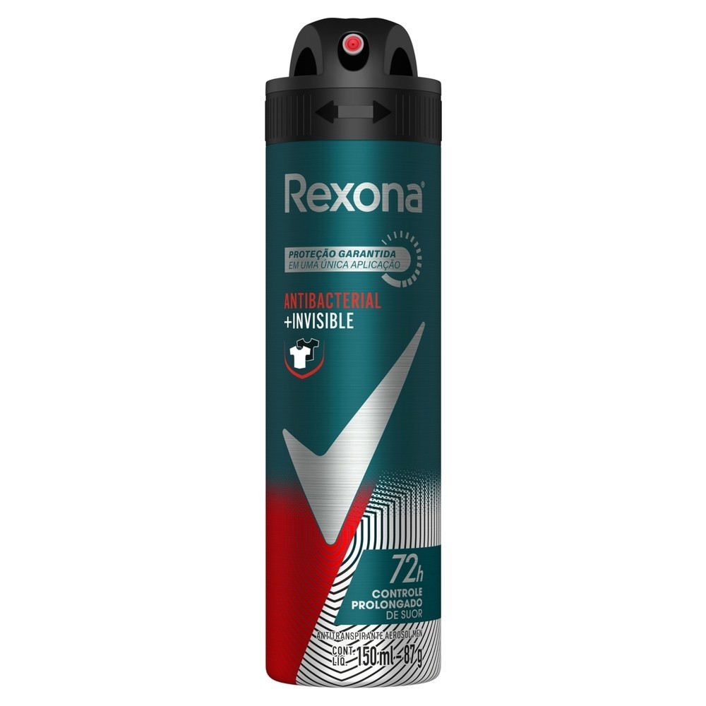 Desodorante Aerossol Rexona Masculino Invisible Antibacterial 150ml - Beauty