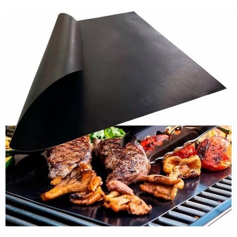 Manta de Teflon para Grill e Churrasco 40x33cm Anti Aderente Churrascos Lanches Peixes Carnes Bifes Frangos Queijos Pizza