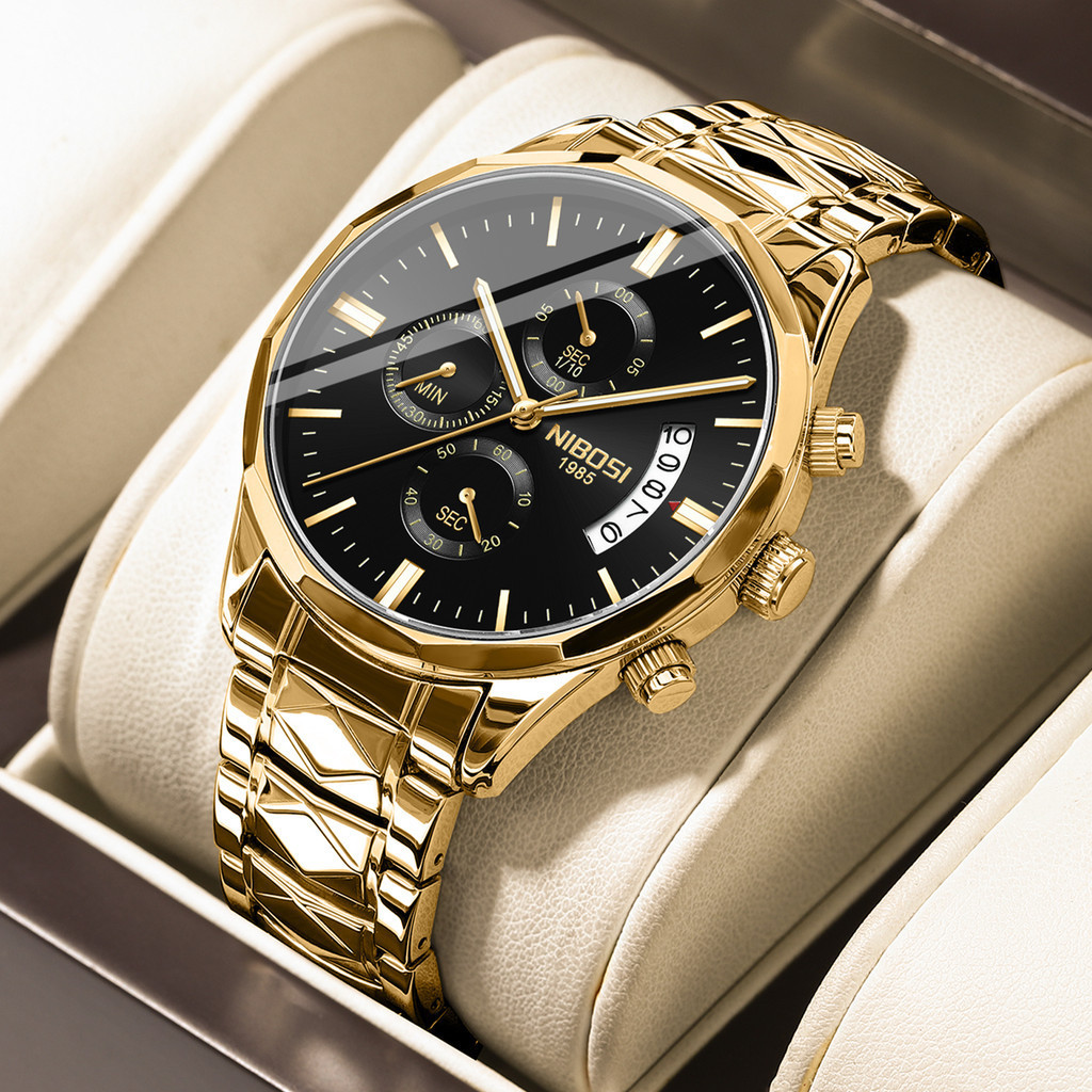 Relógio Cronógrafo Simples De Aço Inoxidável NIBOSI original Masculino Da Moda em Oferta na Shopee