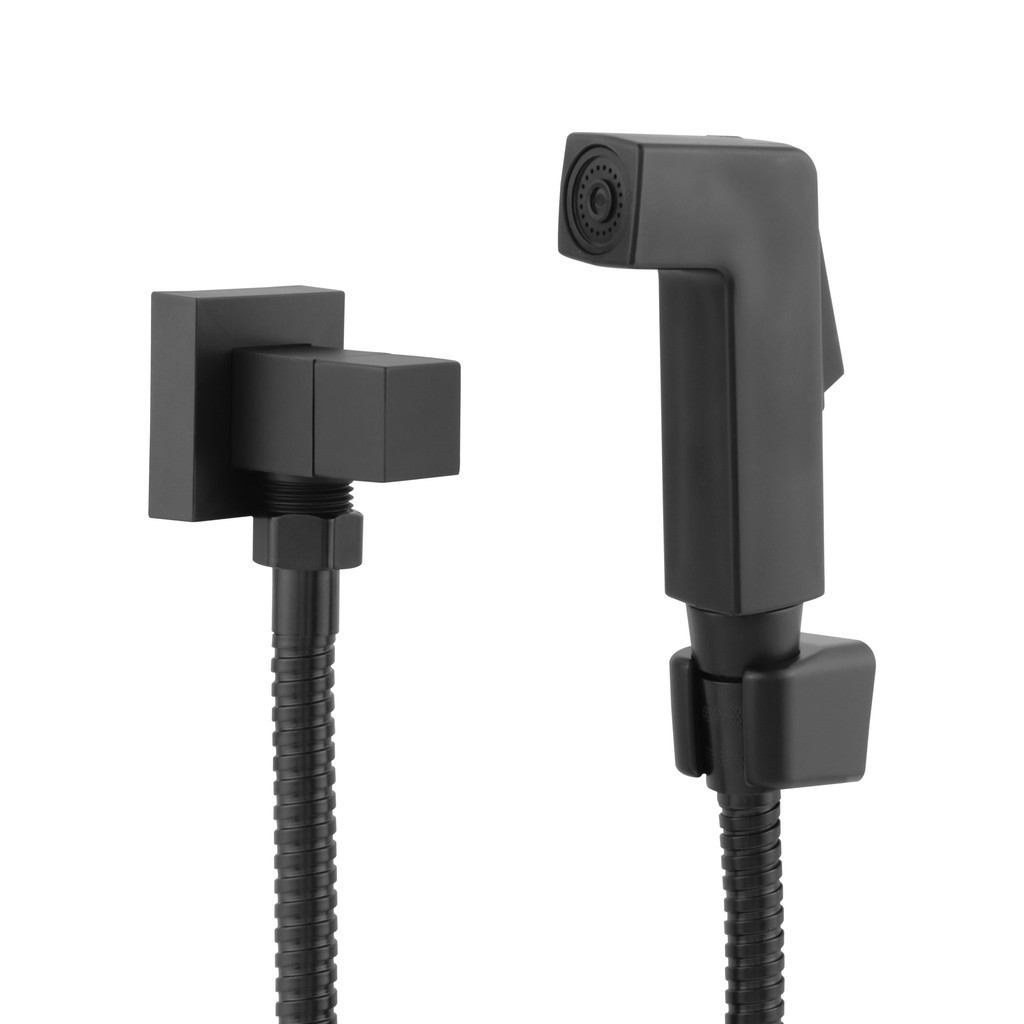 Ducha Higiênica Banheiro Lavabo Bidê Quadrada 1/4 Volta Black Preto Fosco