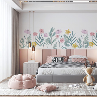 Adesivo de Parede Flores Aquarela das quarto menina  – Decoração Delicada, Lavável, Fácil Aplicação em Oferta na Shopee