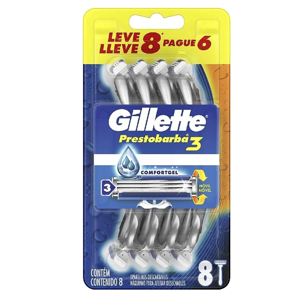 Aparelho de Barbear Gillette Prestobarba 3 Regular Leve 8 Pague 6 em Oferta na Shopee