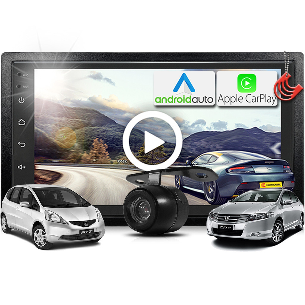 Combo Kit Central Multimidia MP5 + Camera de ré + Moldura Honda Fit e City Dx Lx AndroidAuto CarPlay em Oferta na Shopee