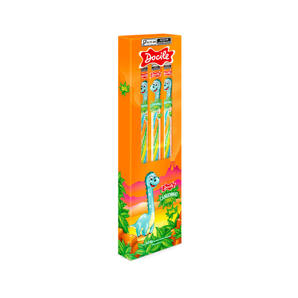 Canudinho Morango Dino Big com 24un de 26g cada - Docile em Oferta na Shopee