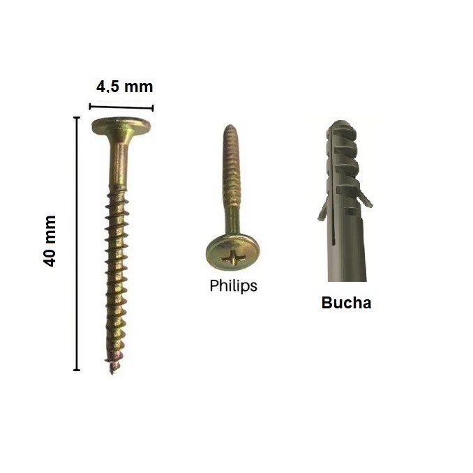 Parafuso Chipboard Cabeça Chata 4,5x40mm com Bucha Jomarca