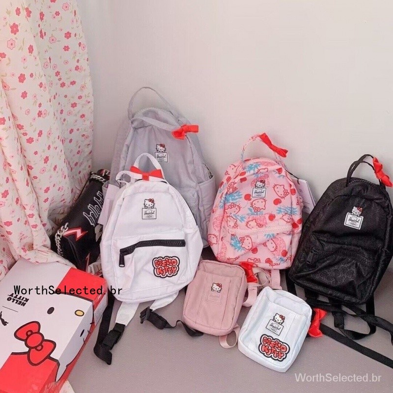 Nova Mochila HelloKitty Co-Branded Nova Street Wear Backpack Homens Mulheres Fofas Mochila Leve Estudantes de Mochila Escolar