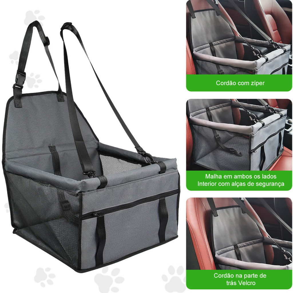 Cadeirinha Assento Pet Carro Transporte Cão Gato Cinza