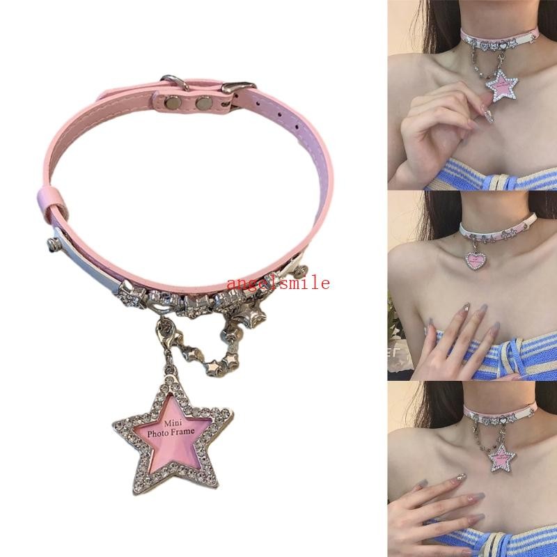 Unique Heart Star Chocker Colar Pingente Para Senhoras Da