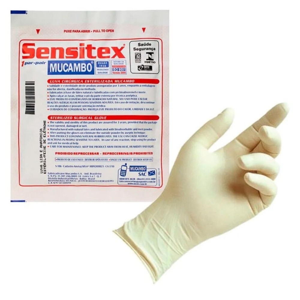 Luva Cirurgica Sensitex Esterilizada Tamanho 7,5 em Oferta na Shopee