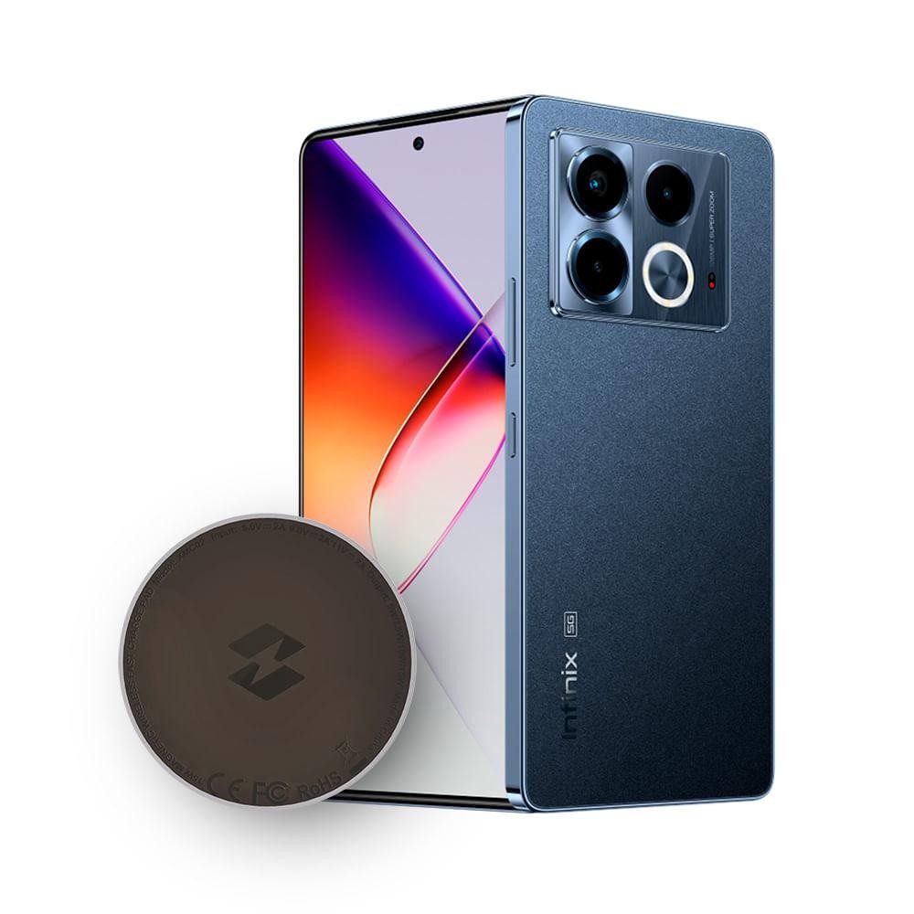Smartphone Infinix Note 40 5g 12gb Ram 512gb Armazenamento + Pad De Carregamento Sem Fio, Câmera Tripla 108mp+ Selfie 32mp, Tela 6,78 Fhd+ 120hz, Sound By Jbl, Bateria 5000mah Preto