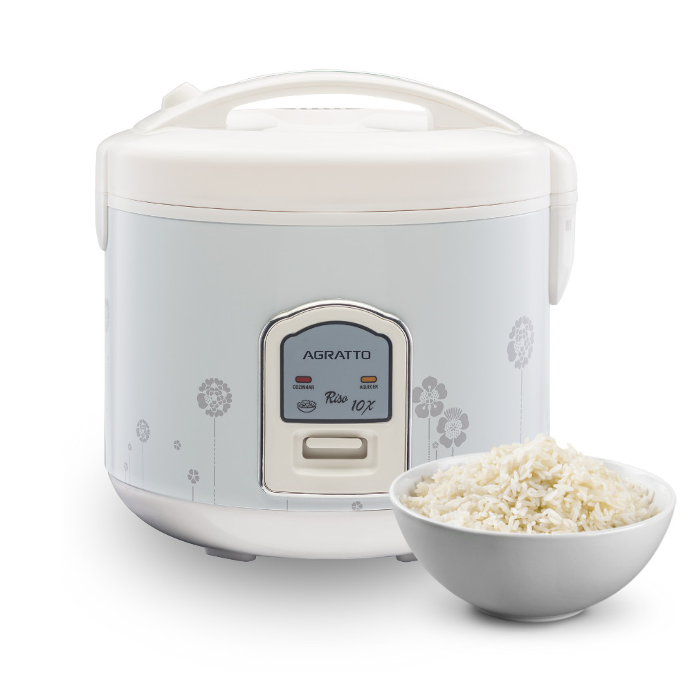 Panela Elétrica De Arroz Legumes Riso 127V 700W Agratto 10 Xícaras Branca PA10X Antiaderente Cozinha