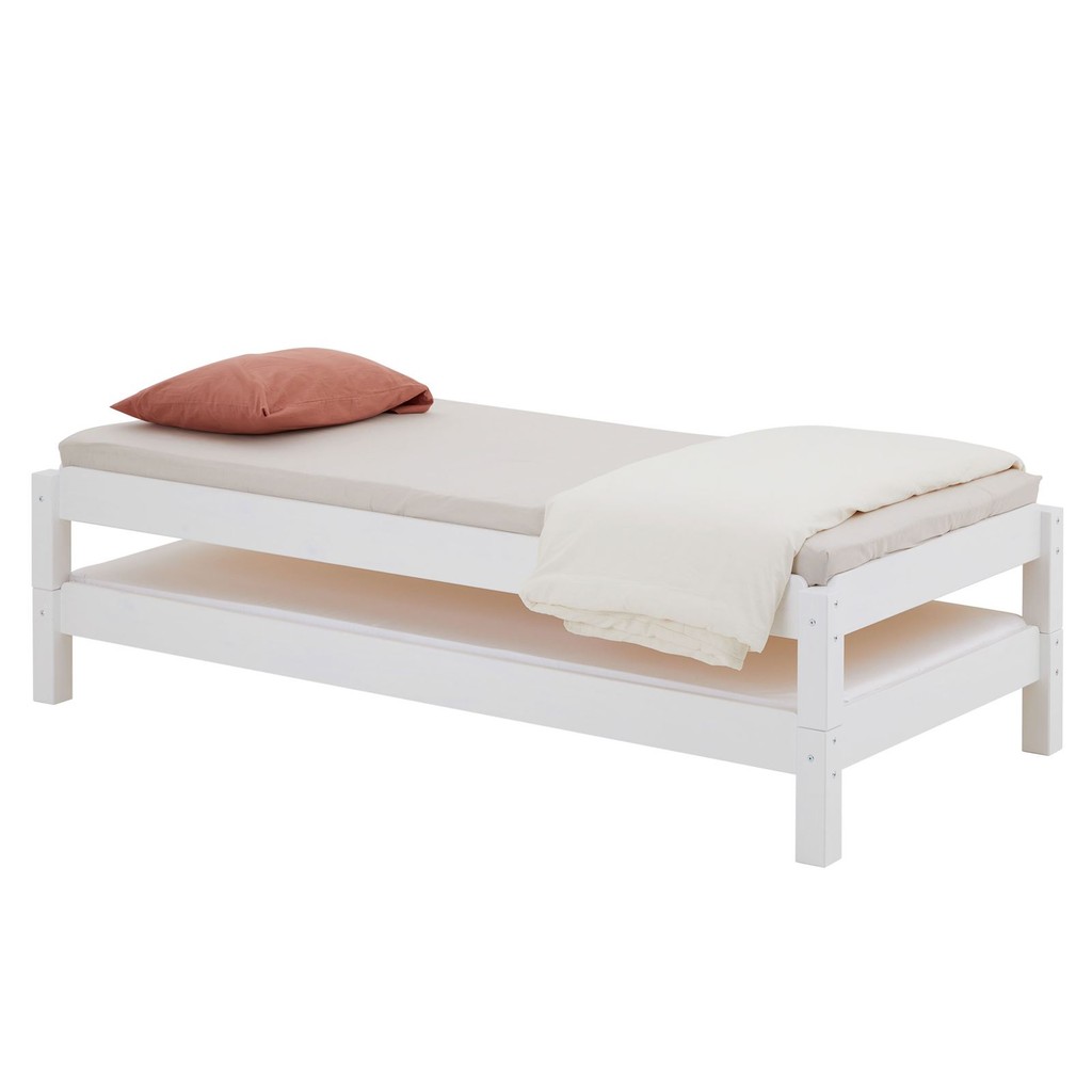 Cama Dupla Solteiro Madeira Maciça com Estrado Rino - Home & Living