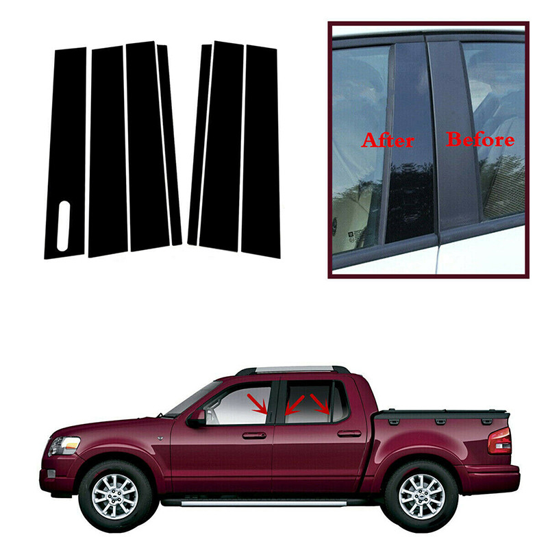 [Melhor] 7 Peças Tiras De Pilar De Carro Postes Janela Porta Guarnição Adesivos Capa Para Ford Explorer Sport Trac 2007-