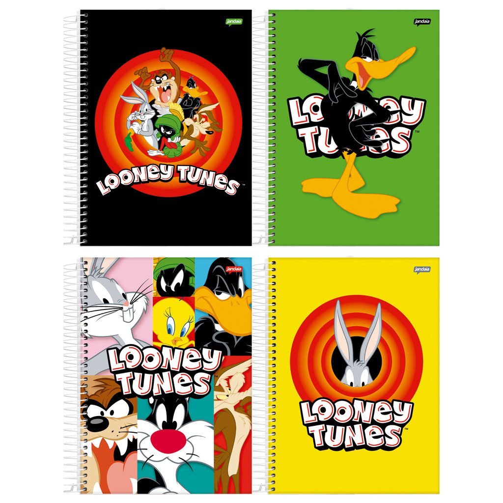 Caderno Universitário Capa Dura 1 Matéria 80 Folhas Looney Tunes  - Pacote Com 4 Unidades Sortidas em Oferta na Shopee