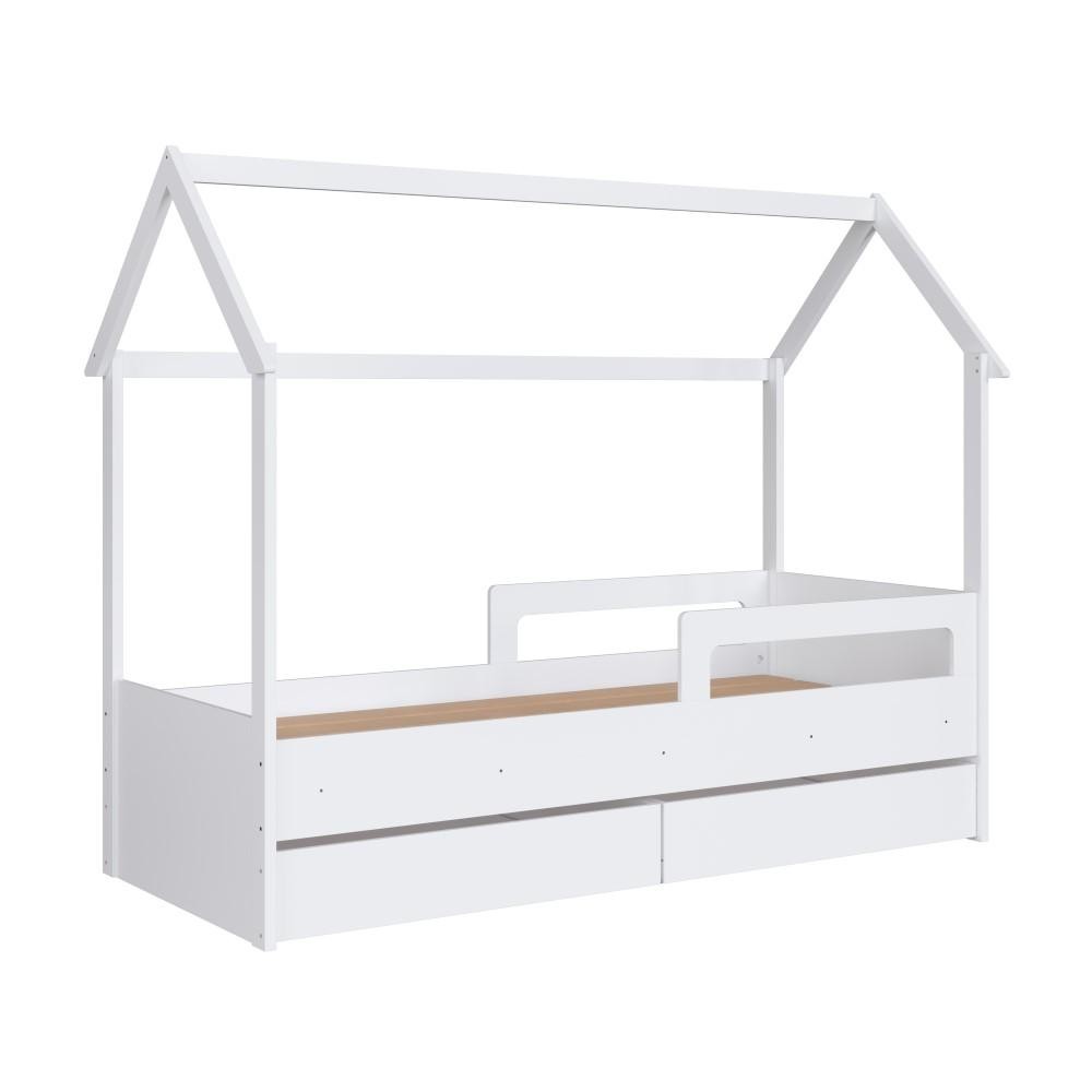 Cama Infantil Montessoriana Completa Móveis 2 Gavetas Branca