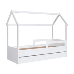 Cama Infantil Montessoriana Completa Móveis 2 Gavetas Branca
