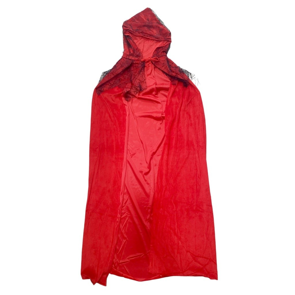 Capa (flanela) De Vampira Bruxa com Capuz e Véu Halloween Chapeuzinho