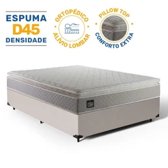 Cama Box com Colchão Strong D45 One Face Bege Casal 138cm + 2 Trav