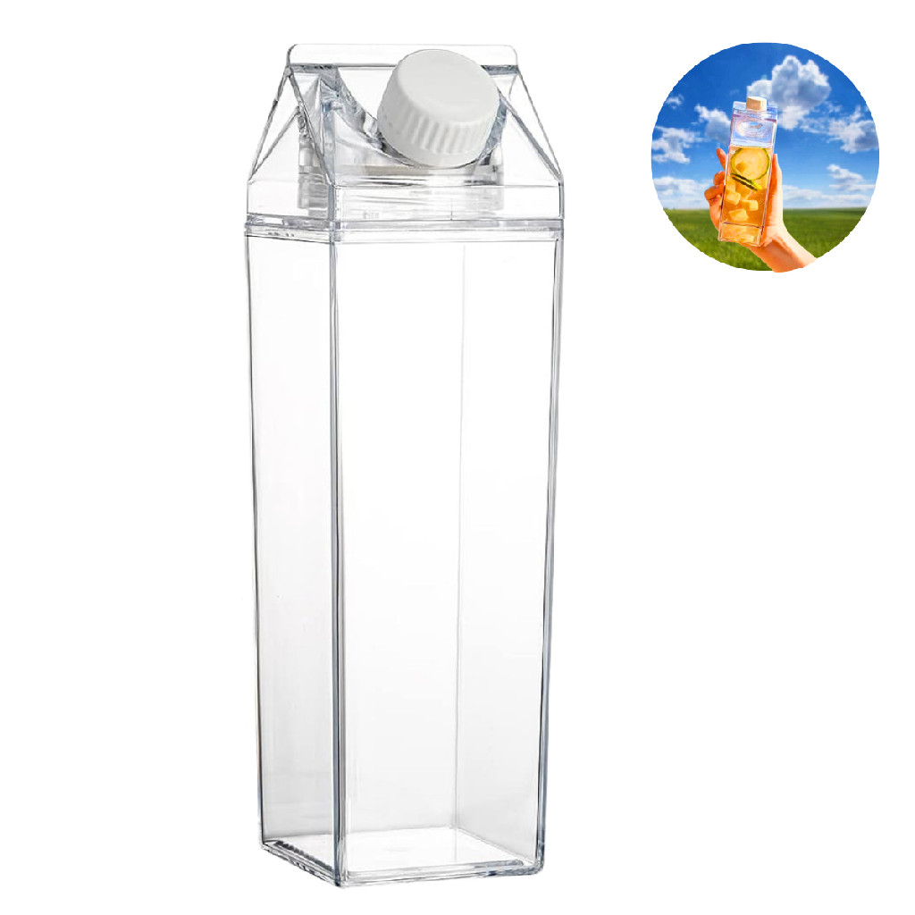 Garrafa Acrílico transparente Caixa de Leite Geladeira Água Suco Chá Bebidas 500ml caixinha garrafinha refrigerante