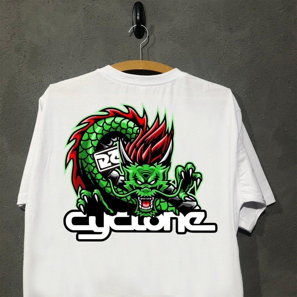 Camiseta Cyclone Dragon Oversized Algodão Gola redonda manga curta impresso T-shirt gola de algodão