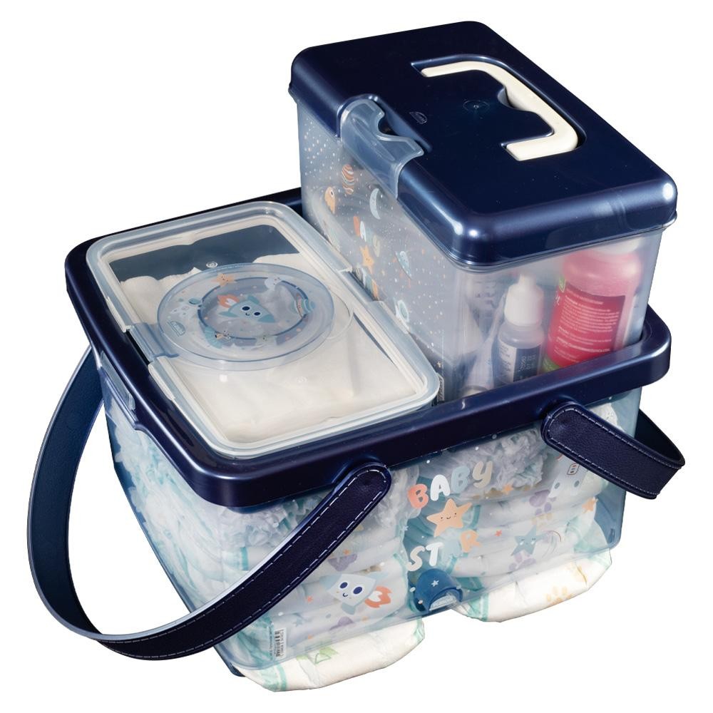 Kit Trocador Astronauta 3 Peças Bebê Enxoval Lenço Fralda Caixa Plasútil em Oferta na Shopee
