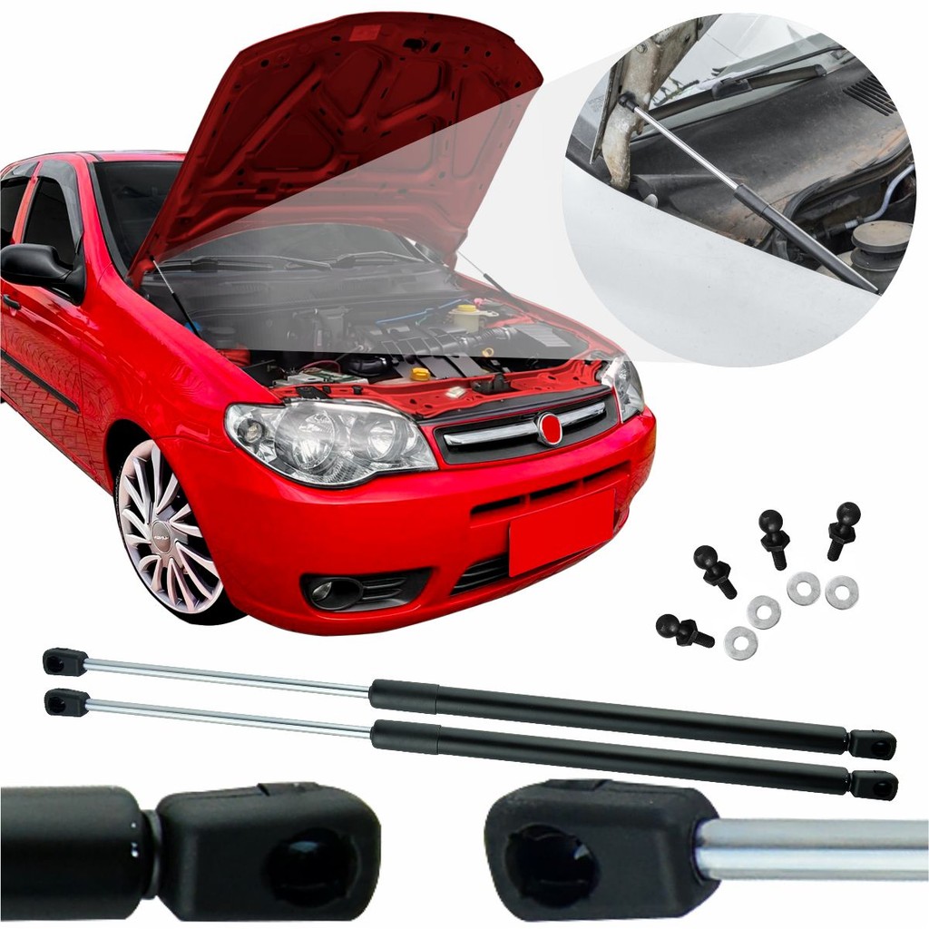 Kit Adaptação Amortecedor Duplo Capô Palio Weekend Strada Siena G3 Elimina vareta