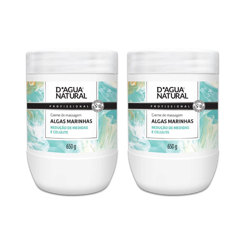 Kit Creme de Massagem Algas Marinhas 650g D'agua Natural - 2 Unidades