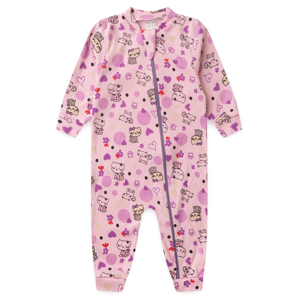 Macacão Gatinha Coração - Suedine 100% Algodão - Bebê Menina em Oferta na Shopee