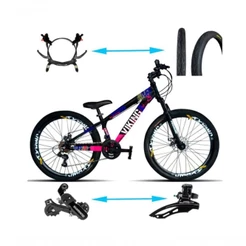 Bicicleta Viking Aro 26 Tuffx25/30 Vmaxx Freio Hidráulico 21v Preto Rosa
