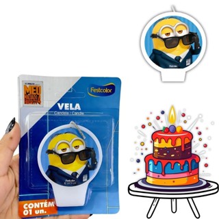 VELA  MEU MALVADO FAVORITO 4 MINIONS FESTCOLOR em Oferta na Shopee