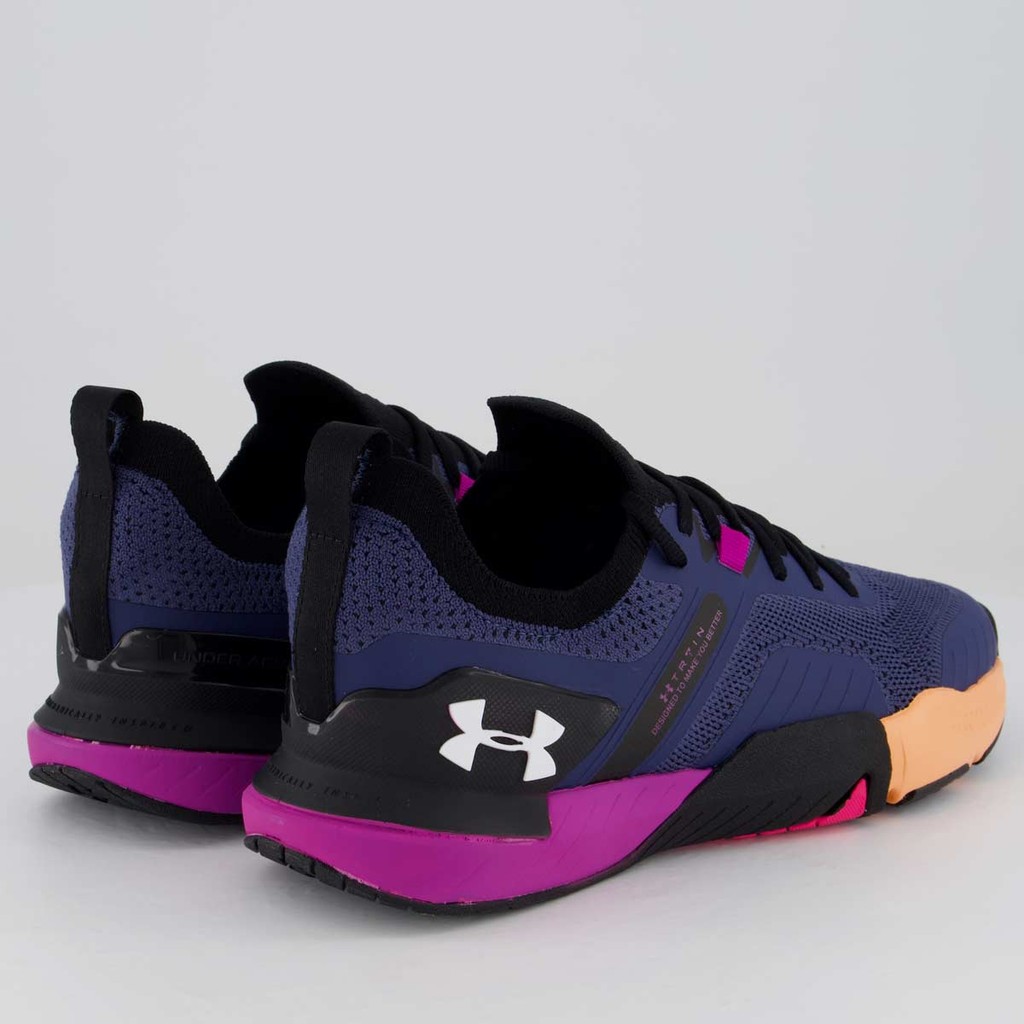 Detalhes do Tênis Under Armour Tribase Cross SE Marinho e Rosa