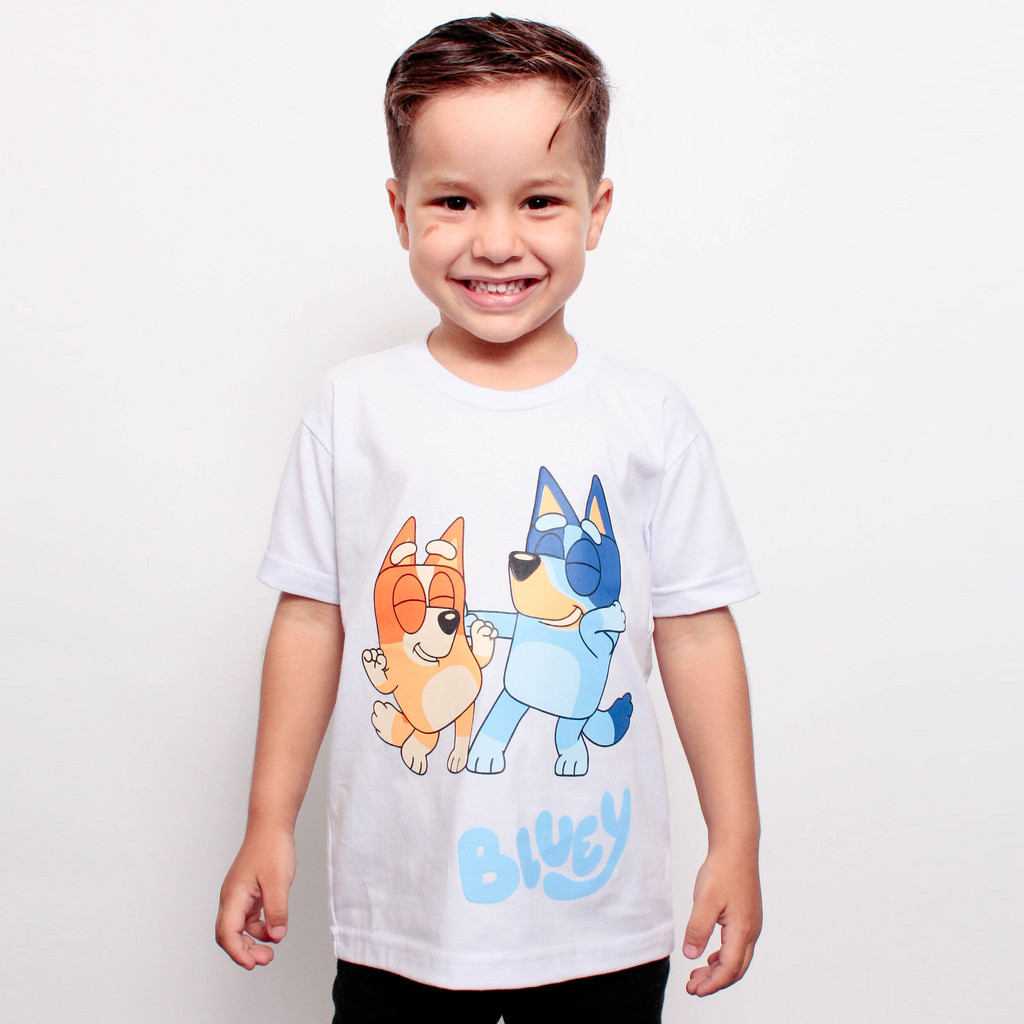 Camiseta Personagem Infantil Bluey Manga Curta 100% Algodão Qualidade Premium em Oferta na Shopee