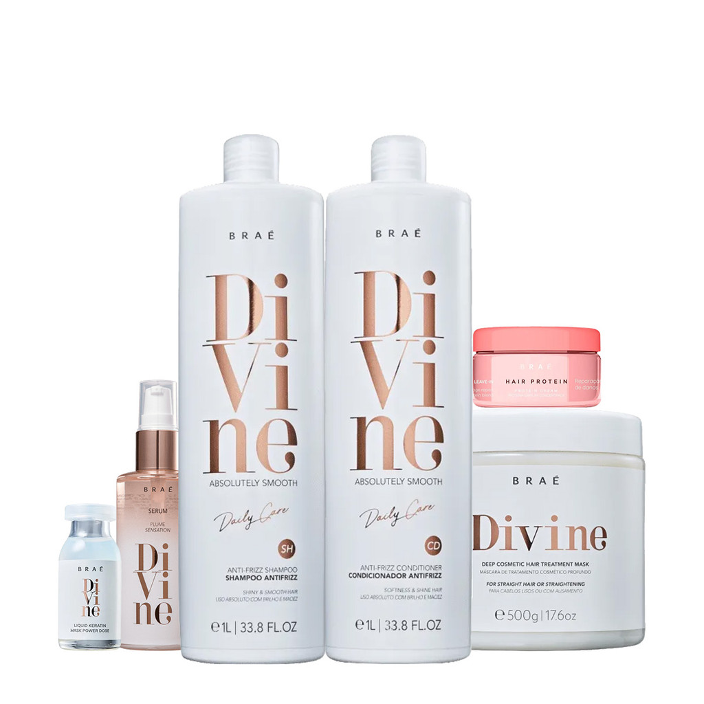 Kit Braé Divine Litro Completo e Hair Protein (6 produtos) em Oferta na Shopee