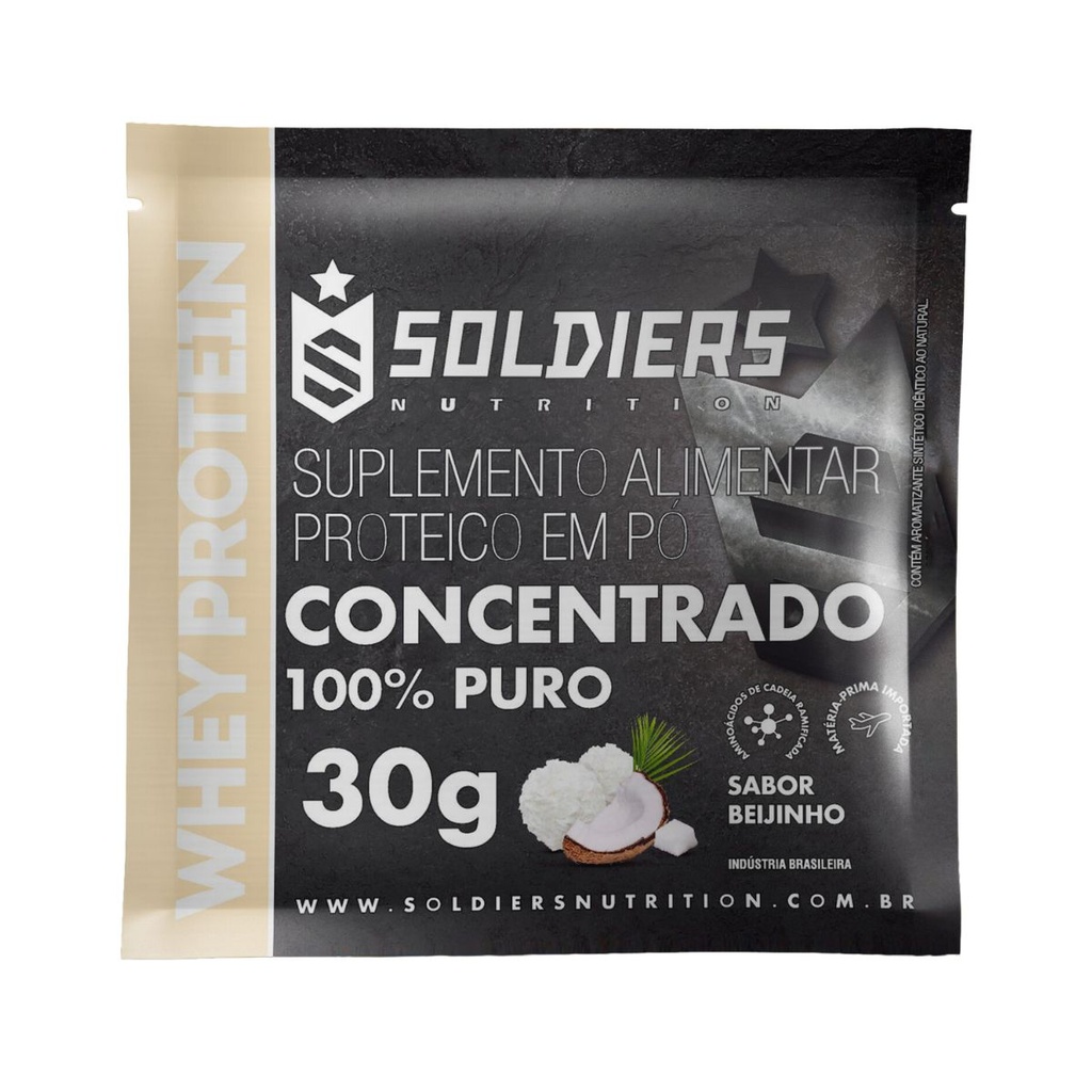 Kit: Sachê Whey Protein Concentrado 30g 6 Unidades Soldiers Nutrition Proteína Muscular em Oferta na Shopee