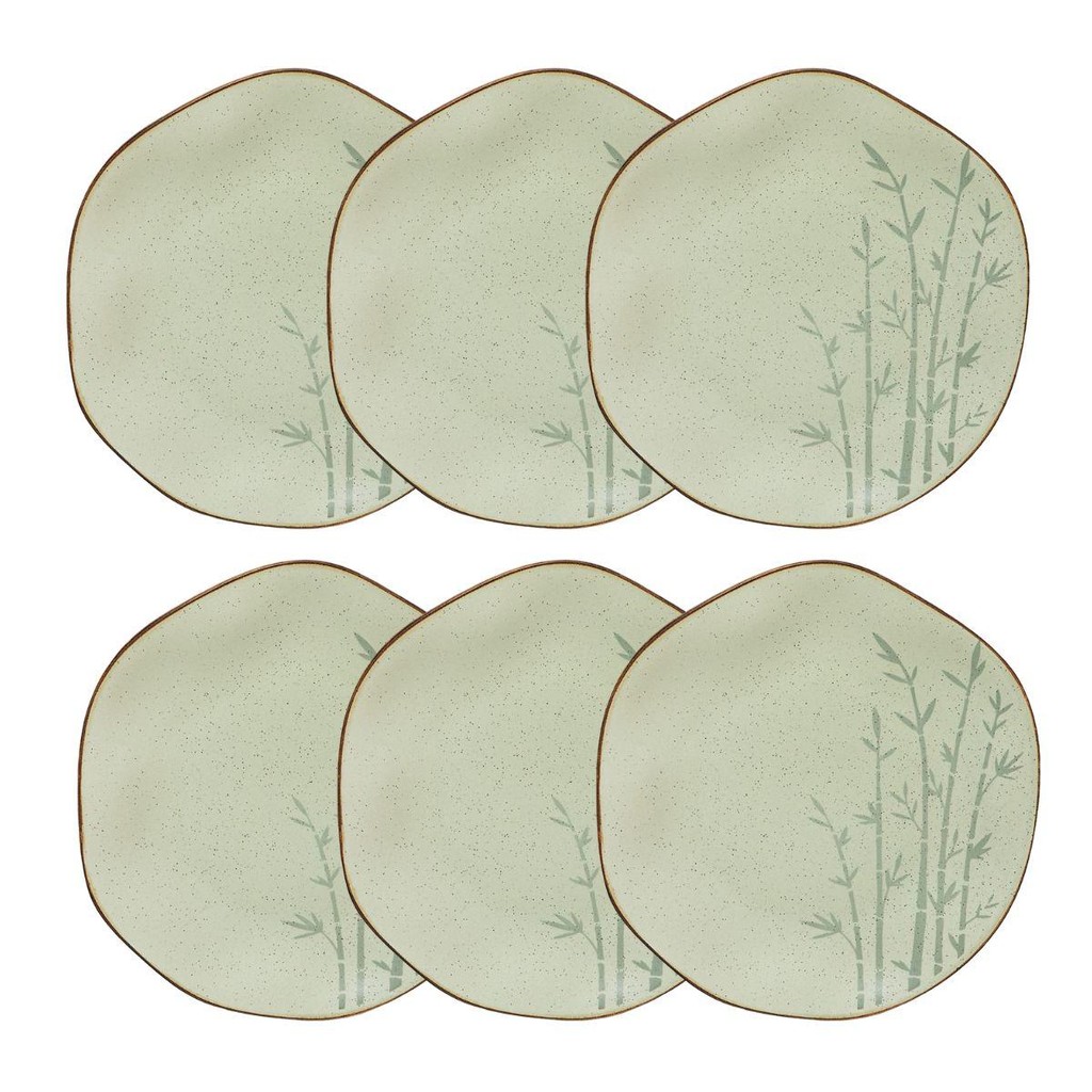 Conjunto 6 Pratos Raso 27,5 cm Ryo Bambu Porcelana Oxford em Oferta na Shopee