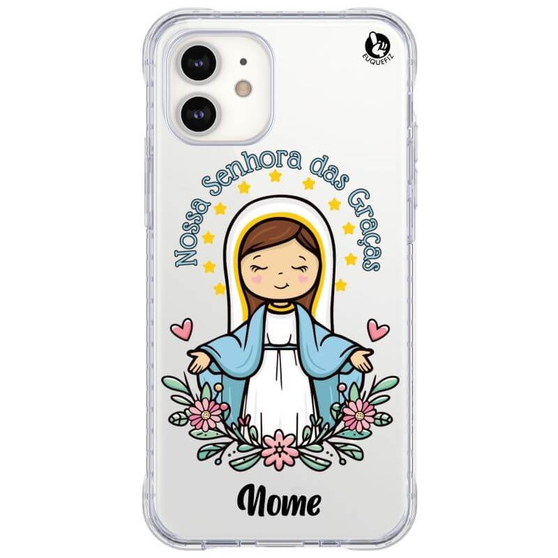 Capinha de Celular Nossa Senhora das Graças Personalizada com Nome- Diversos Celulares