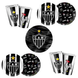 Kit Festa ATLETICO MINEIRO 16 Pratos + 16 Copos Descartável 180 Ml Papel - REGINA em Oferta na Shopee