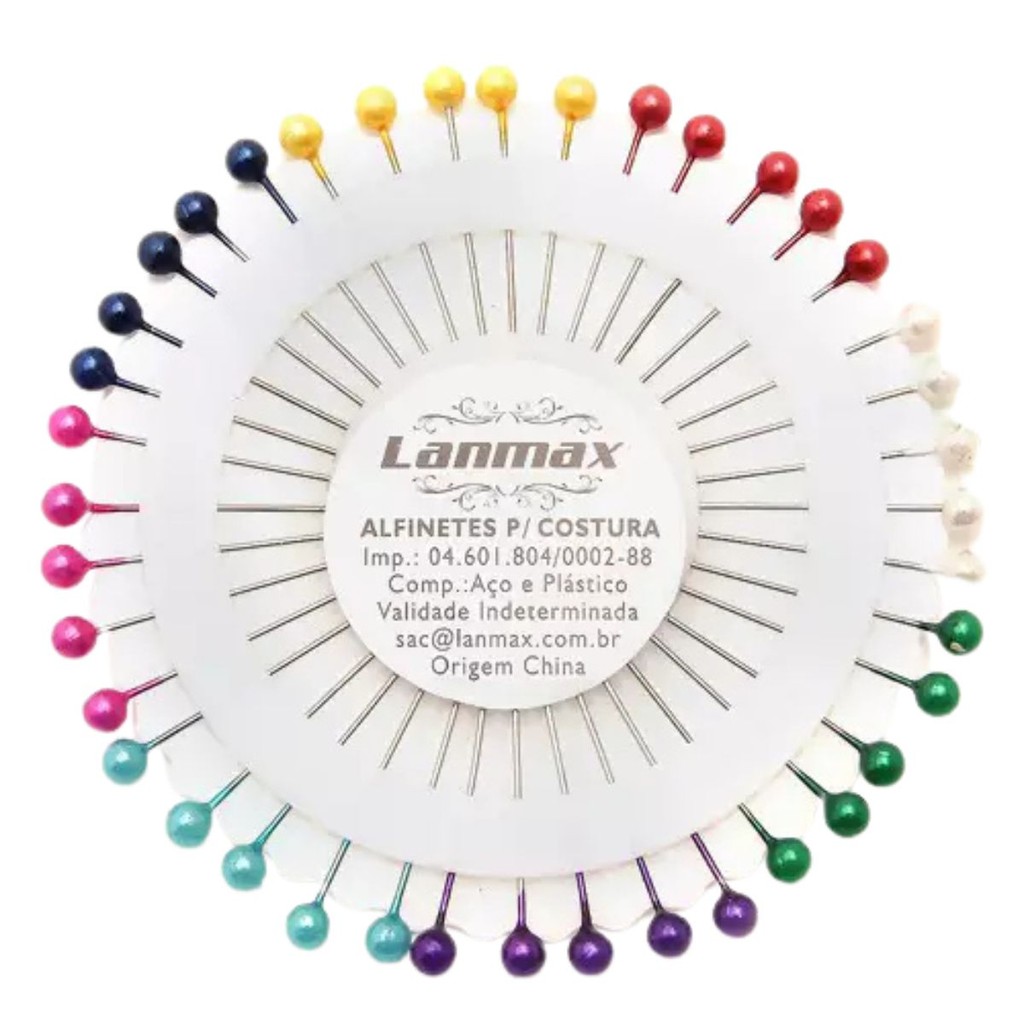 Alfinete de Costura  Artesanato Cabeça de Pérolas Coloridas em Disco - AC40