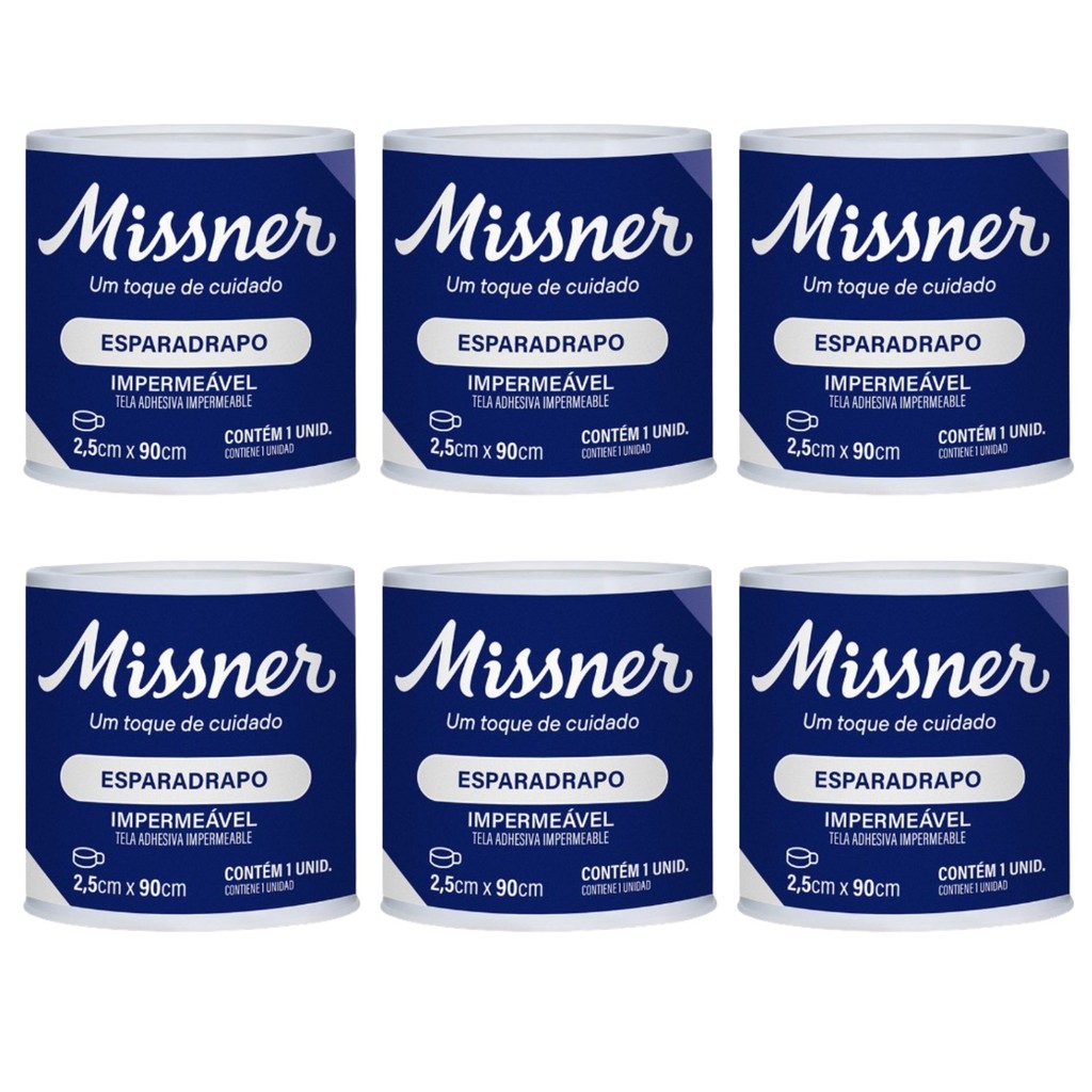 Kit 6 Esparadrapo Impermeável Branco 2,5cm X 90cm - Missner em Oferta na Shopee