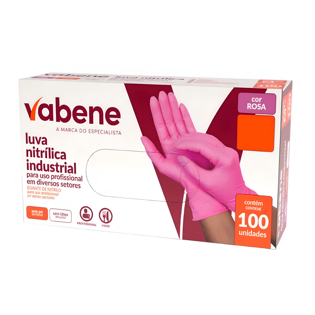 Luva Profissional Nitrílica Rosa – Vabene | PP a G em Oferta na Shopee