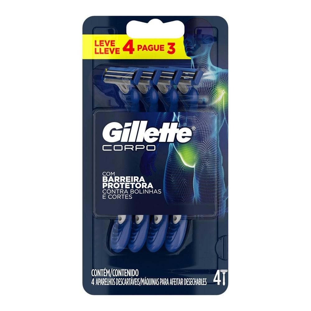 Aparelho Gillette Depilatório Mach3 Corpo Descartável Leve 4 Pague 3