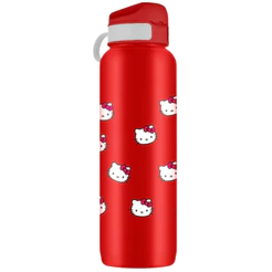 Garrafa Garrafinha de Água Infantil Squeeze Hello Kitty 1000ml Vermelha Bandeirante