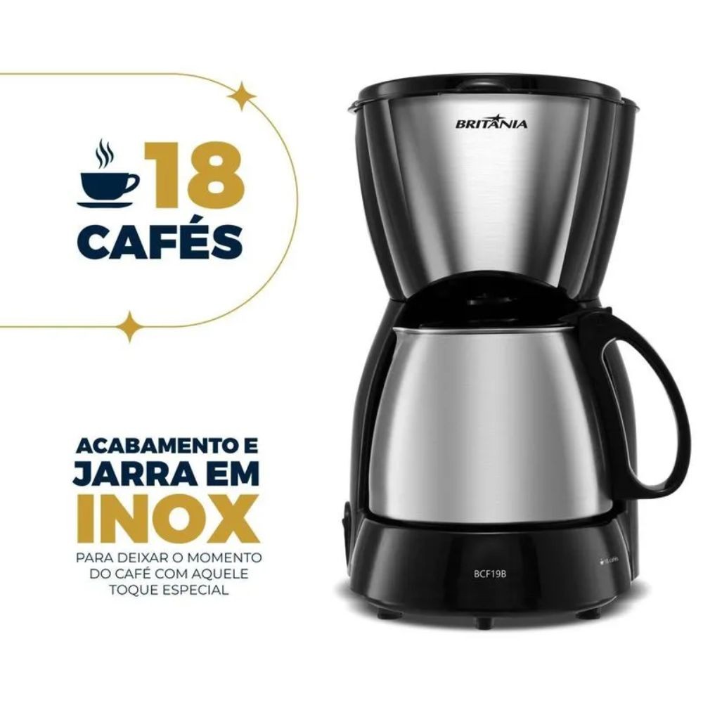 Cafeteira Britânia 18 Cafézinhos Jarra De Inox 550w - Home Appliances