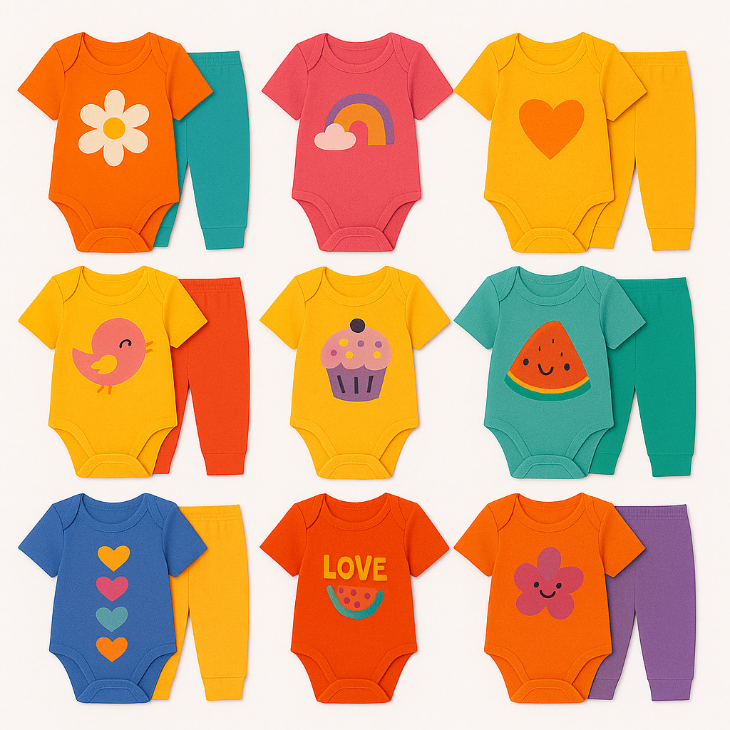 Kit 4 Peças 2 Body Manga Curta 2 Calça Mijão Bebê Menina Conforto e Estilo P M G GG