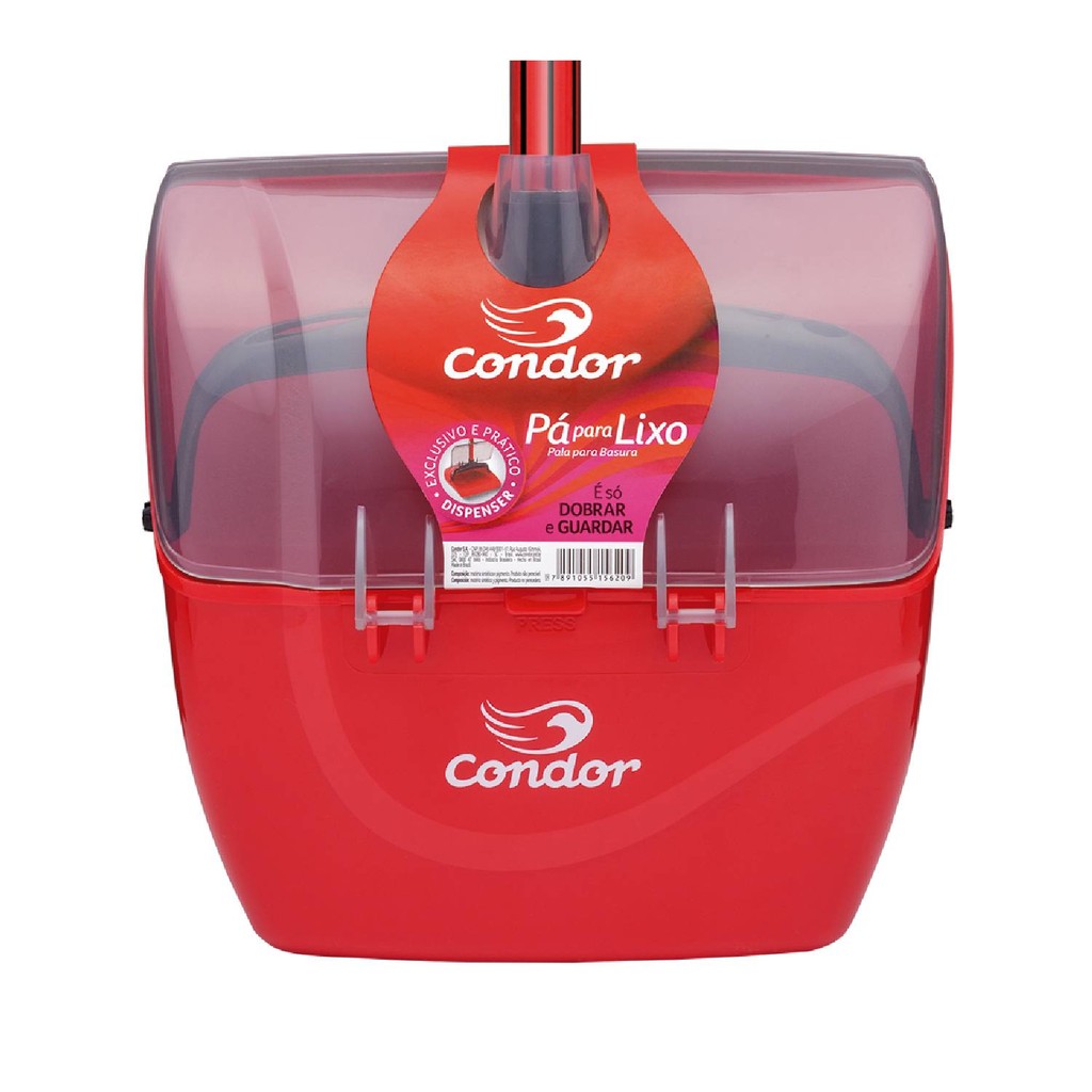 Pá de Lixo Articulada C/Tampa Caçamba Dispenser Móvel Condor
