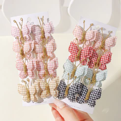 8/10 Pçs/set Menina Bonito Colorido Xadrez Borboleta Grampos De Cabelo Crianças Artesanais Bowknot Acessórios